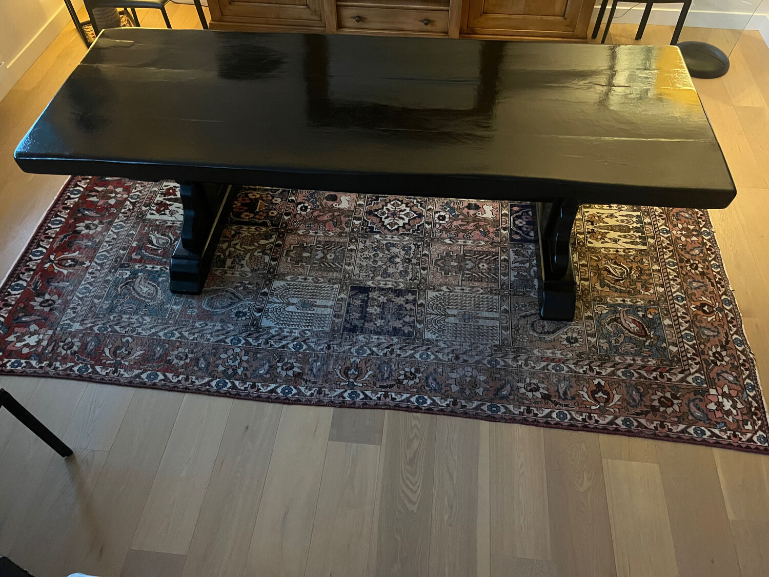 Monastery table in solid oak, black lacquered.