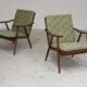 Paire de fauteuils boomerang vert fleur Antonin Suman pour Ton (Thonet)