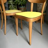 6 yellow and wood Thonet chairs