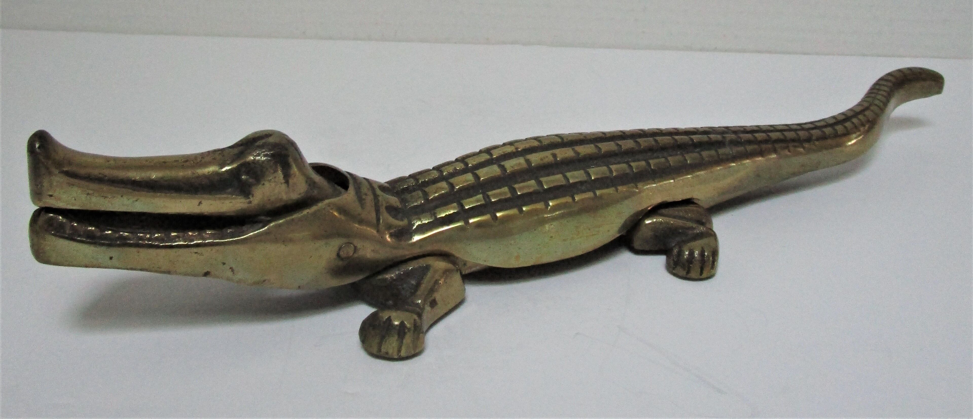 Nutcracker zoomorph alligator crocodile brass xl 35cm vintage