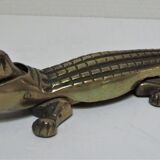 Casse-noix zoomorphe alligator crocodile laiton xl 35cm vintage
