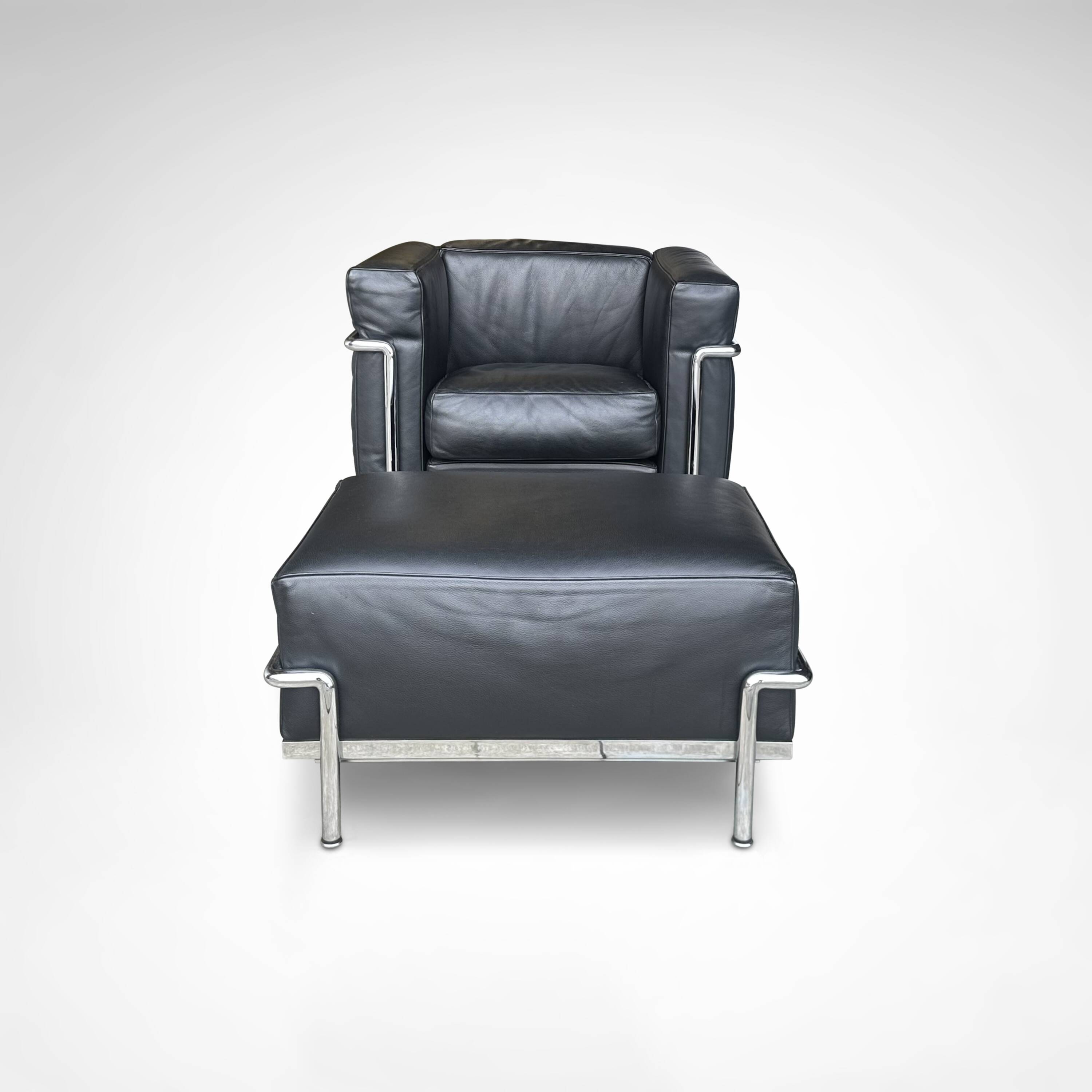 LC2 armchair and ottoman by Le Corbusier et al. for Cassina 1990s