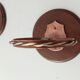 Vintage wall mounted plant holder in copper wood and brass from the 60s