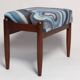 Set of two GFM stools in blue linen, mid-century style, Edmund Homa, Europe, 1960s.