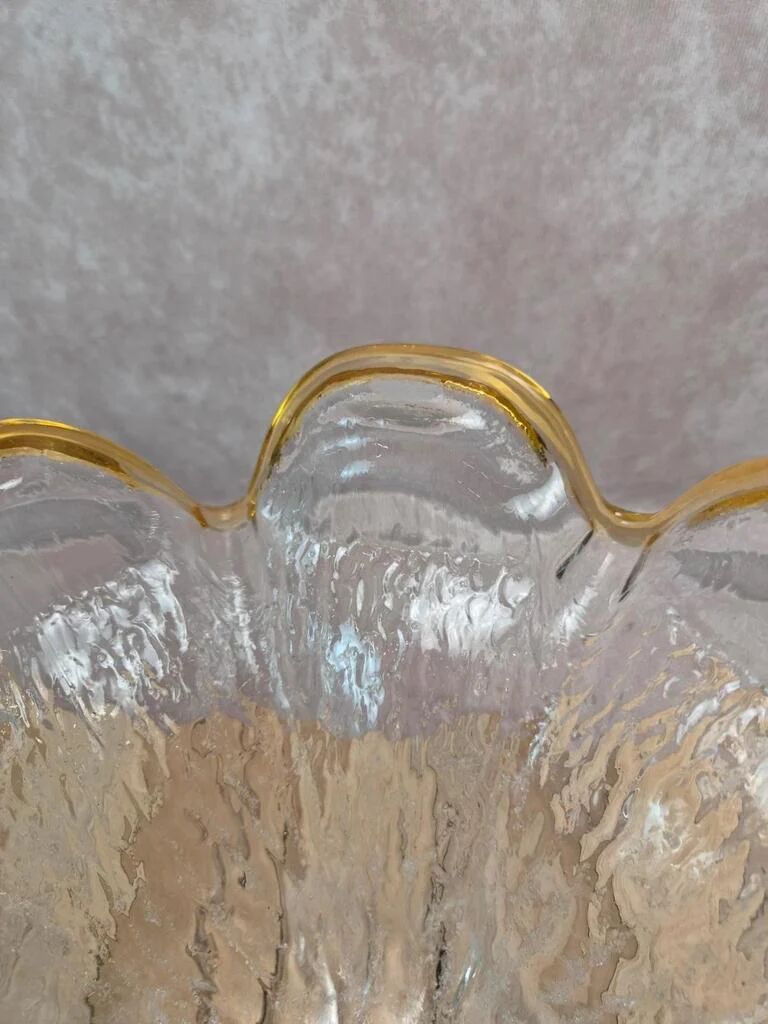 Vintage textured glass pendant attributed to Murano – amber edge – 1970s
