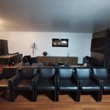 6 faux leather chairs on wheels