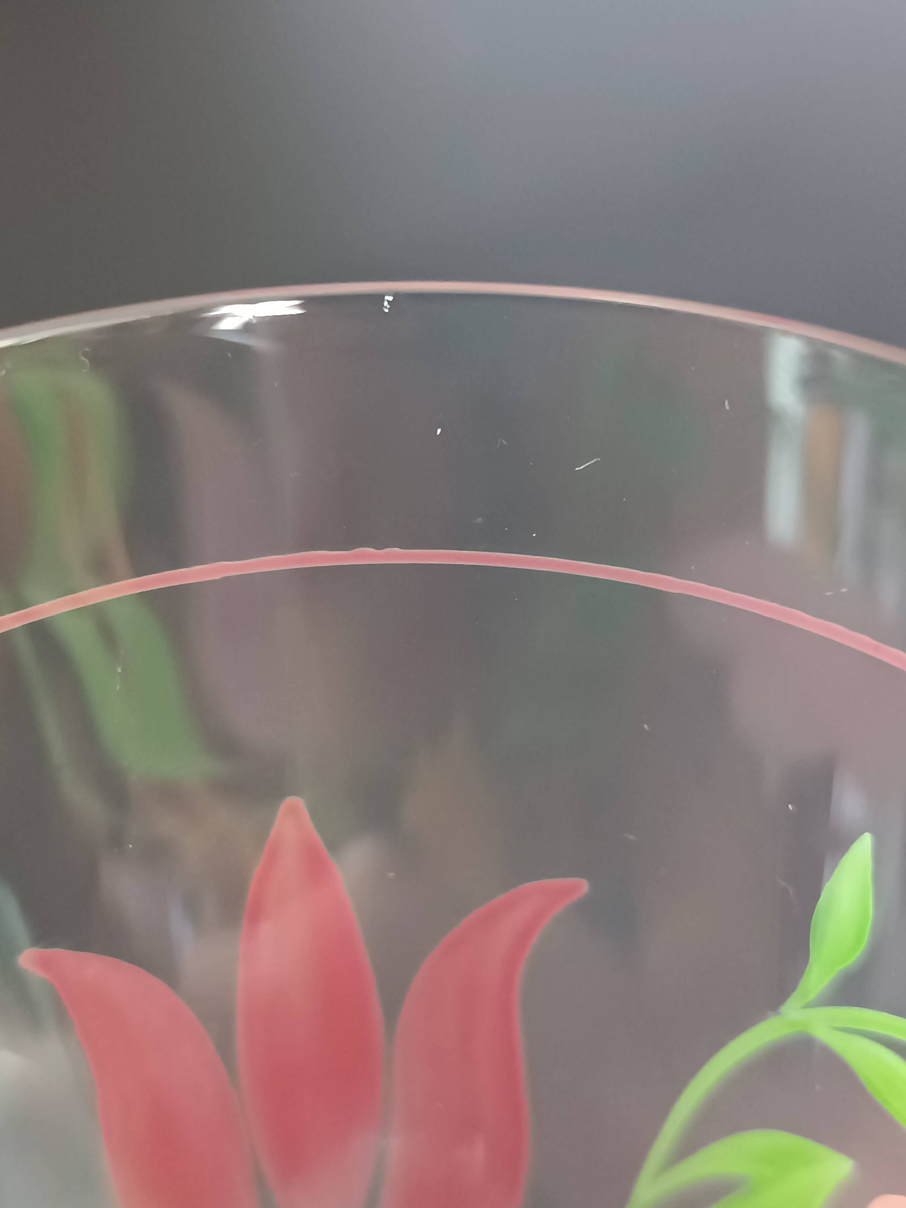 Carafe and four glasses in painted crystal, Hartzviller crystal factory, 1970