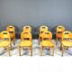 Vintage pine wood dining chairs - 1980s - set of 8