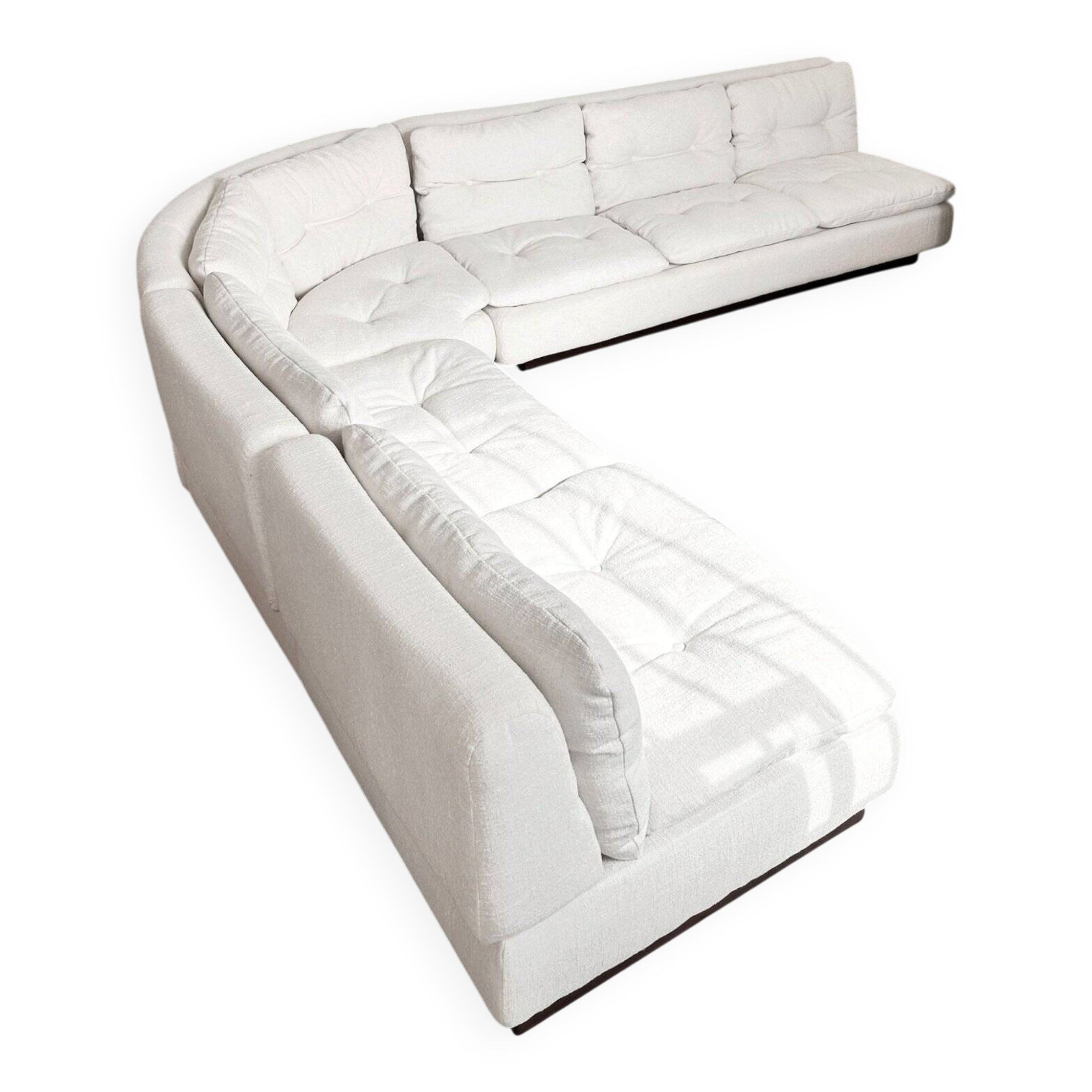 Fratelli Saporiti modular canapé in ecru boucle linen 1970