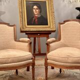 Pair of Louis XVI style walnut shepherdesses circa 1900