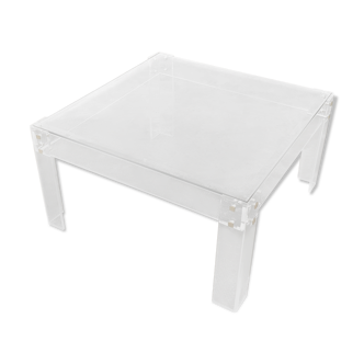 Table basse plexiglas et laiton circa 1980