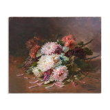 HST painting "Jetty of flowers" 19th century signed Tessier