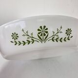 Glasbake usa hollow oven dish compartmented 2 parts vintage daisy green