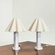 Vintage marble table lamp with linen shade