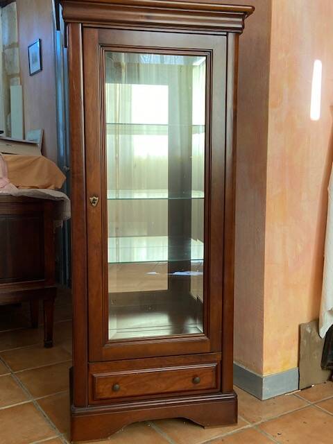 Louis XVI style cherry wood display case