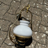 Brass and opaline pendant light