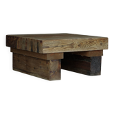 Petite table basse en pin brutalisme, années 1970