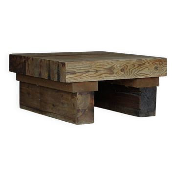 Petite table basse en pin brutalisme, années 1970