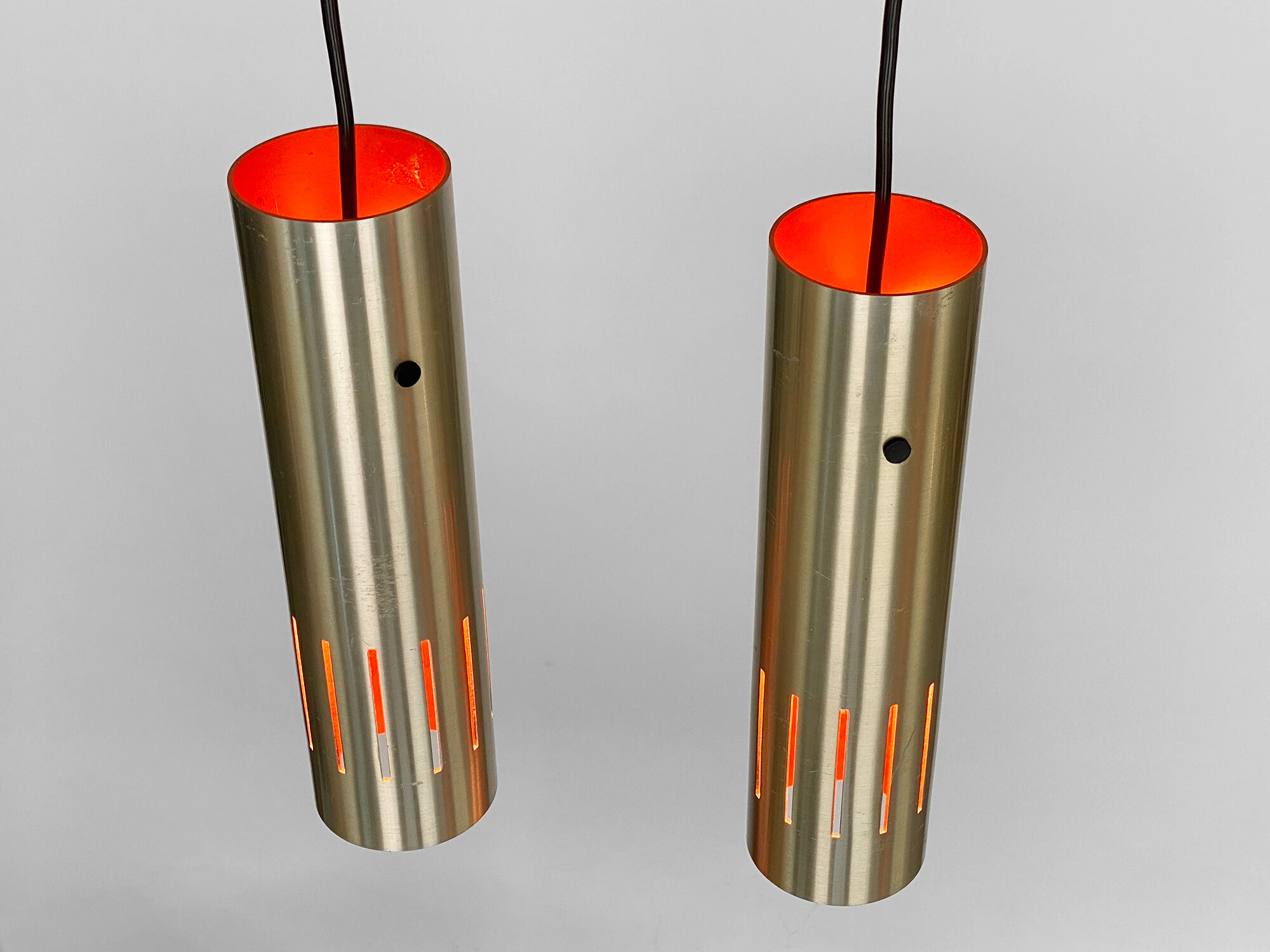 Pair of pendant lights "Trombone" by Jo Hammerborg for Fog & Mørup. Denmark 1960s