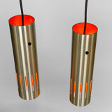Pair of pendant lights "Trombone" by Jo Hammerborg for Fog & Mørup. Denmark 1960s