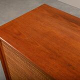 Alf Svensson Norrland Sideboard in Teak and Rattan for Bjästa Möbelfabrik