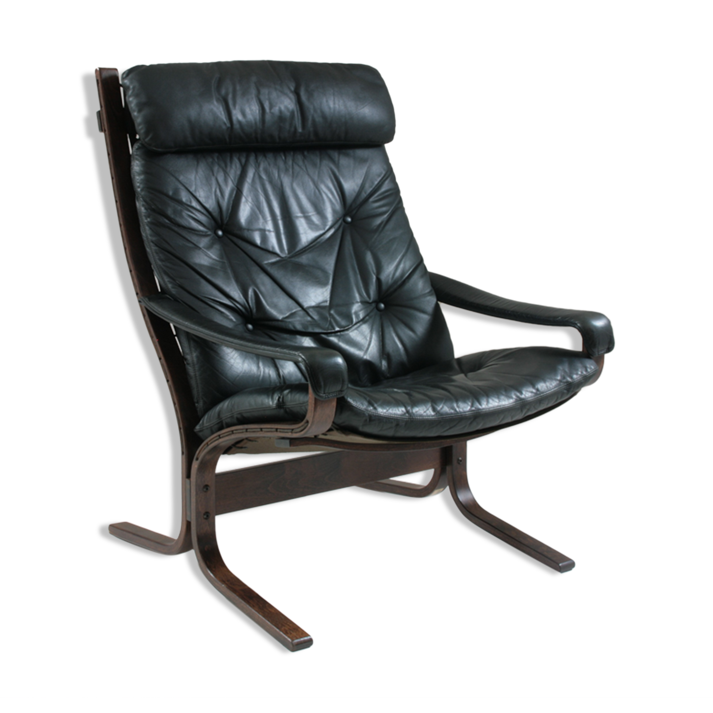 Vintage leather Siesta armchair with armrests by Ingmar Relling, Norway 1970
