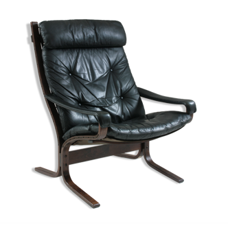 Vintage leather Siesta armchair with armrests by Ingmar Relling, Norway 1970