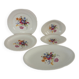 Serving dishes with floral decoration, vintage Luneville FG