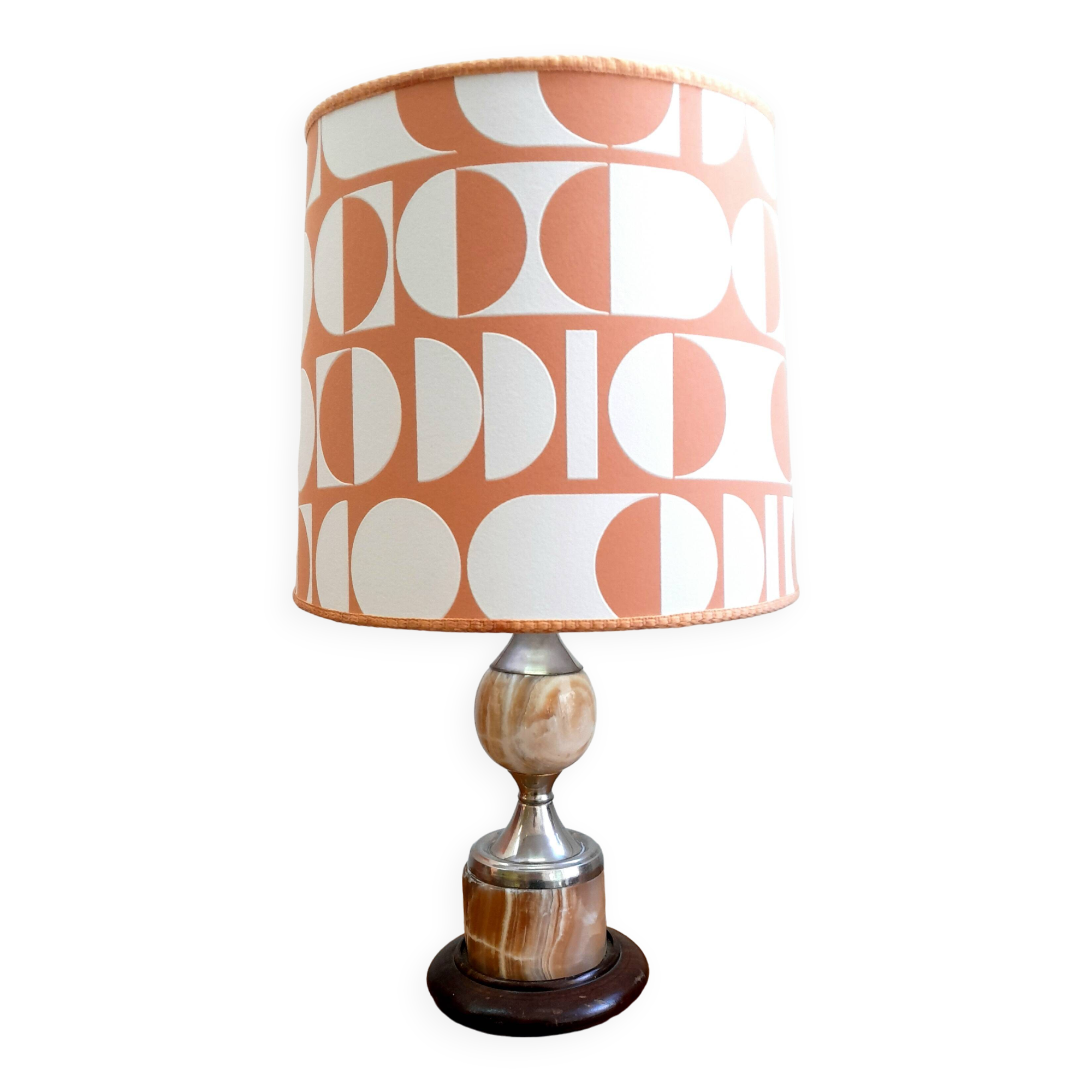 Vintage marble lamp and handmade lampshade