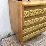 Chest of drawers wood and rattan 60's