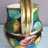 Vase Vallauris Deco hand Patterns flowers with gilding
