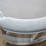 Swedish gustavian sofa white pastel and linen, 19th century