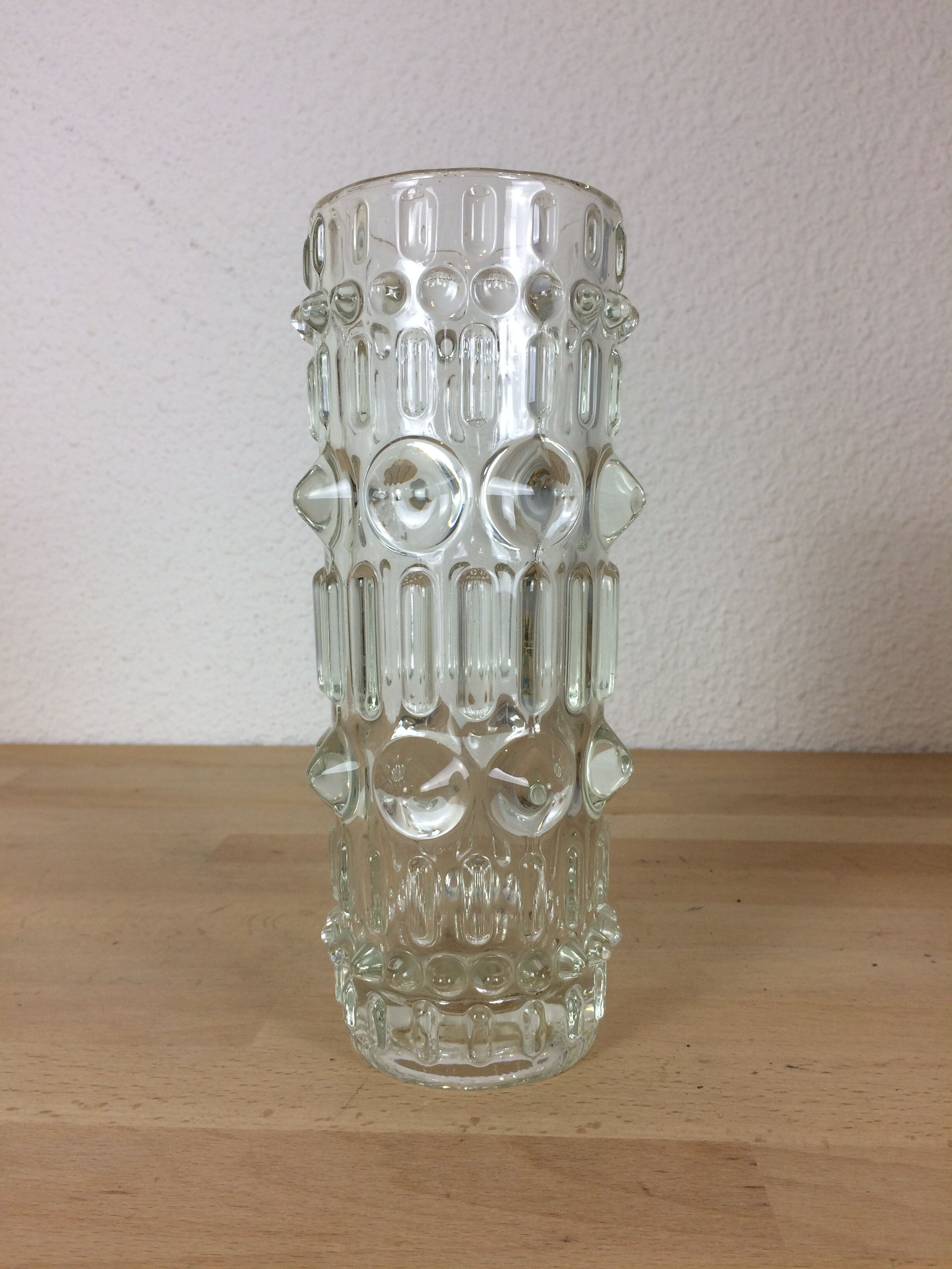 Roll vase by Frantisek Peceny for Sklo Union in pressed glass.