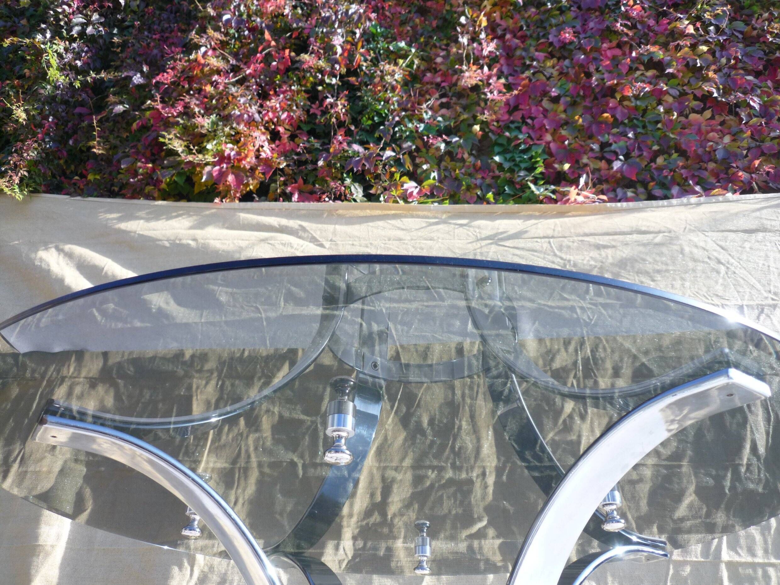Dining table glass and chrome