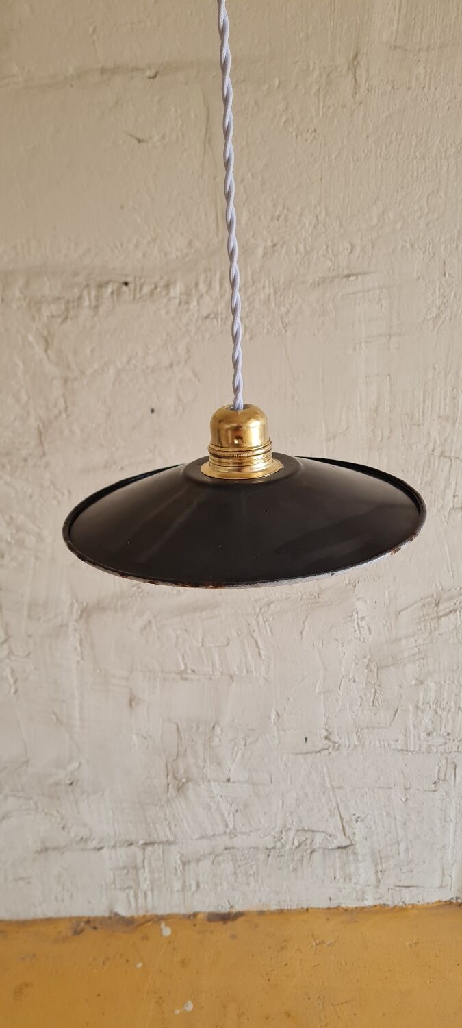 Black enamelled pendant lamp 1950