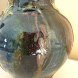 Ceramic vase, glazed stoneware, floral decoration, signature to be identified