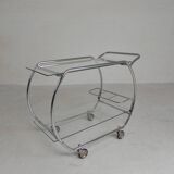 Art Deco trolley, chrome serving cart, 1950s