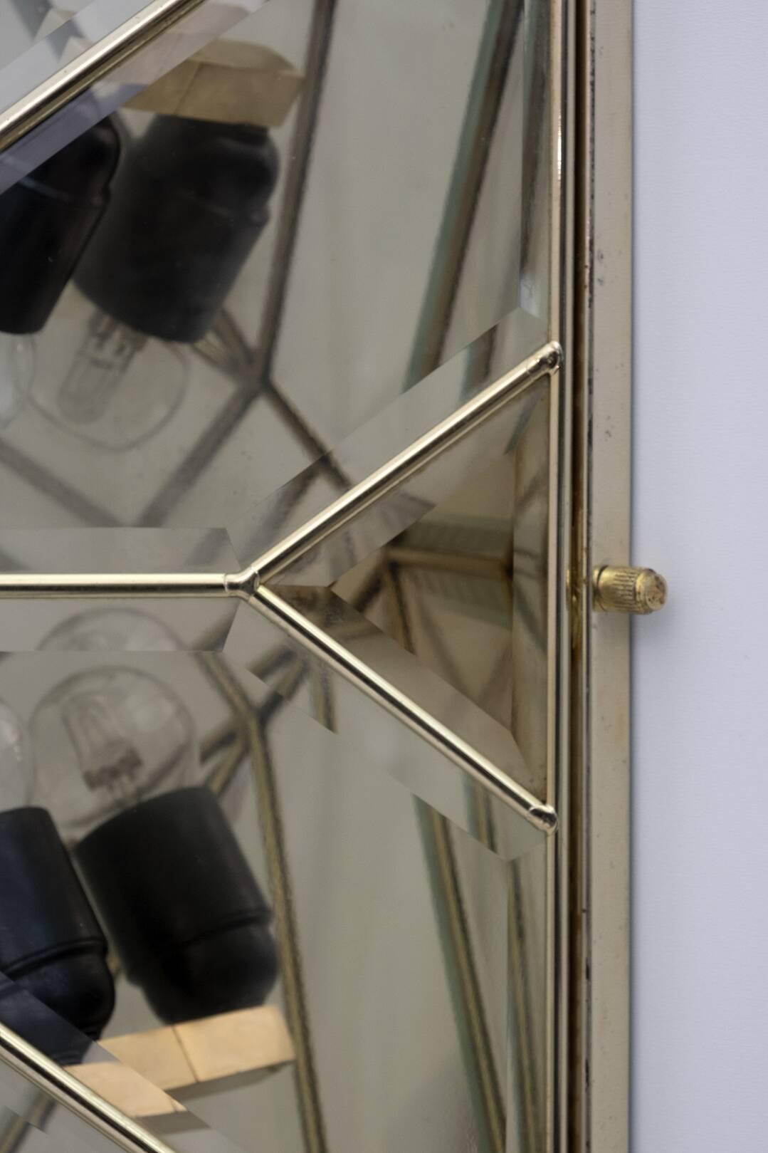 Mid-Century Modern Italian Brass and Frosted Glass Ceiling Lights, '70