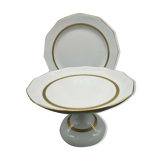 Lot of 2 dishes porcelain Limoges double gilding and white