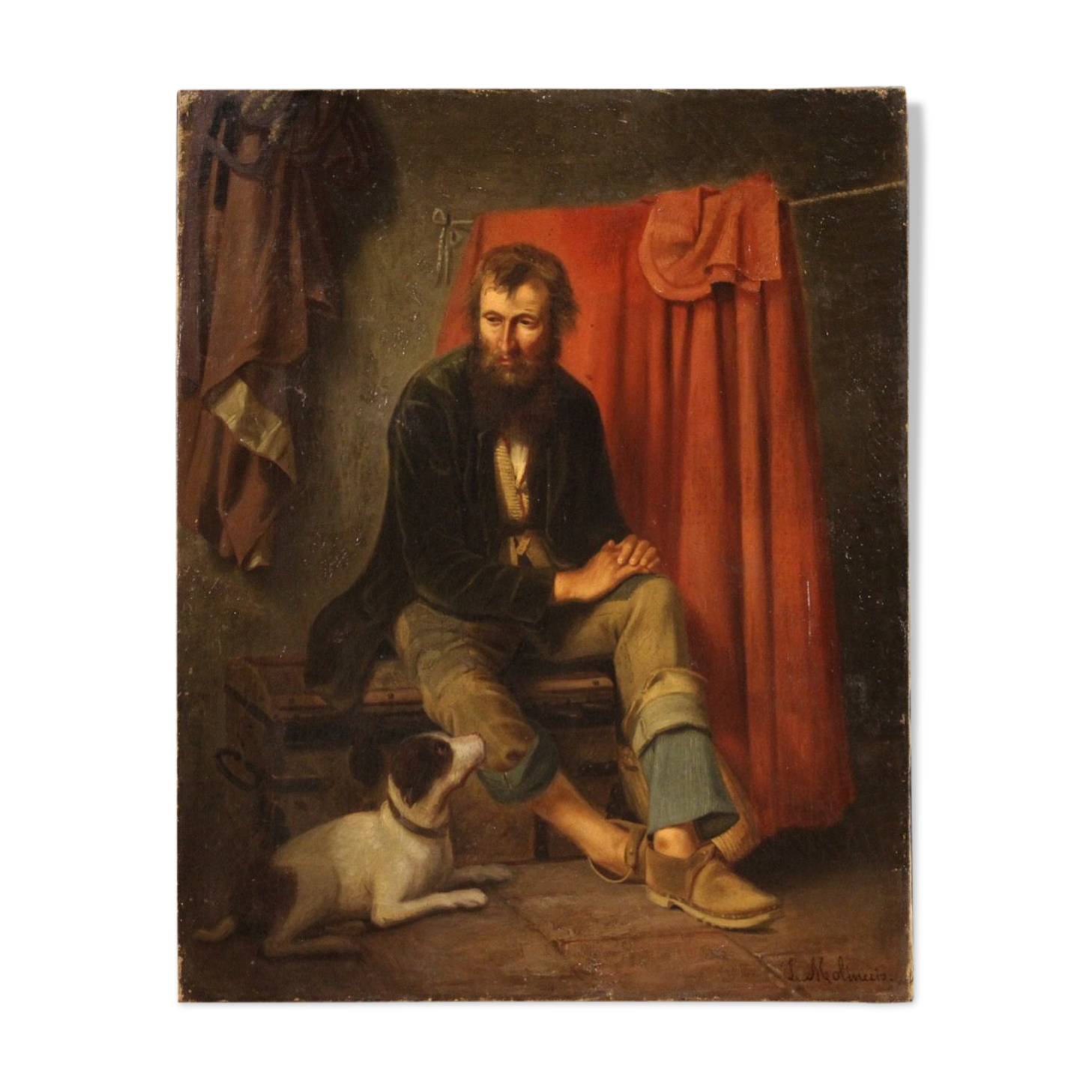 Antique Italian character painting from the 19th century