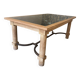 dining table in solid cherry wood and ceramic signed Philippe Rouart
