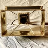 Vintage table lamp in gold brass and black marble