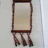 Vintage bohemian mirror in wooden beads