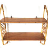 Vintage rattan wall shelf