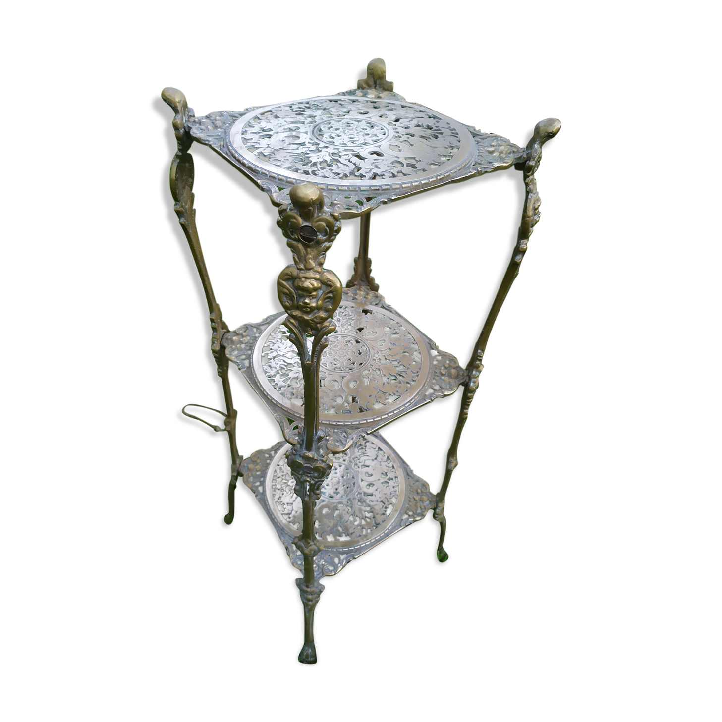 Small old chiseled brass pedestal
