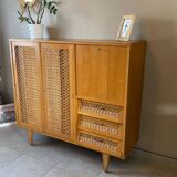 Vintage wicker high sideboard