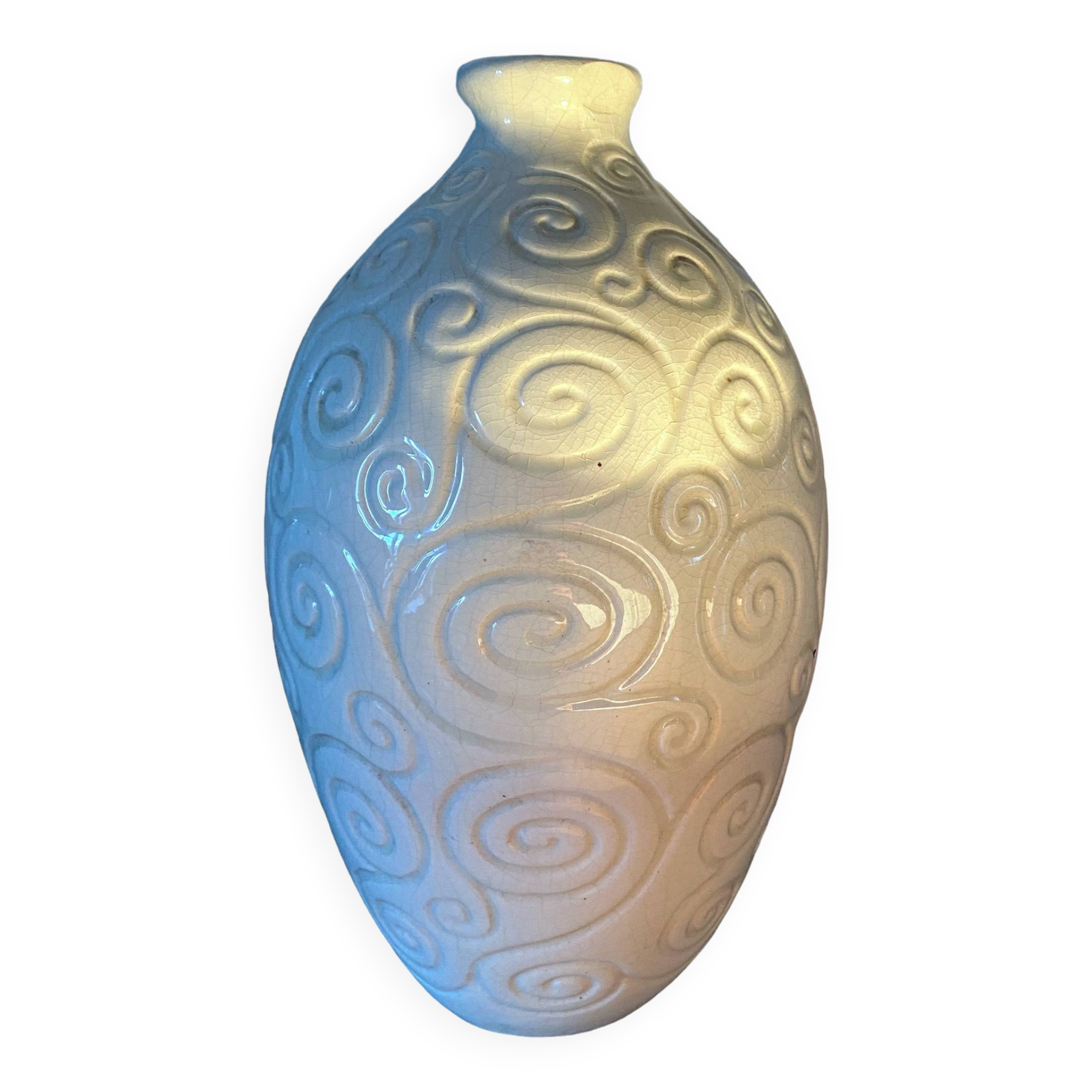 Art Deco Saint-Clément vase signed Olive Engraved 1920-1930 ovoid France