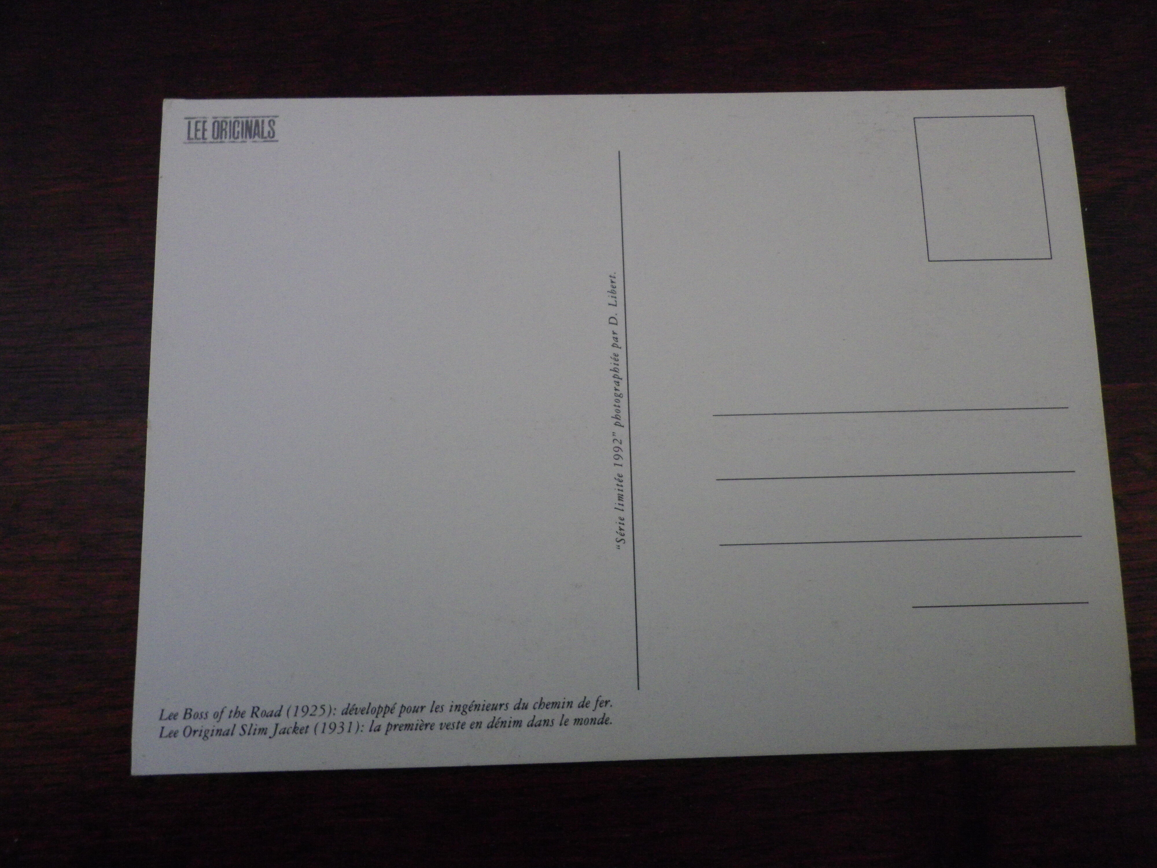 4 photographs/postcards, limited edition of 1992, in black and white