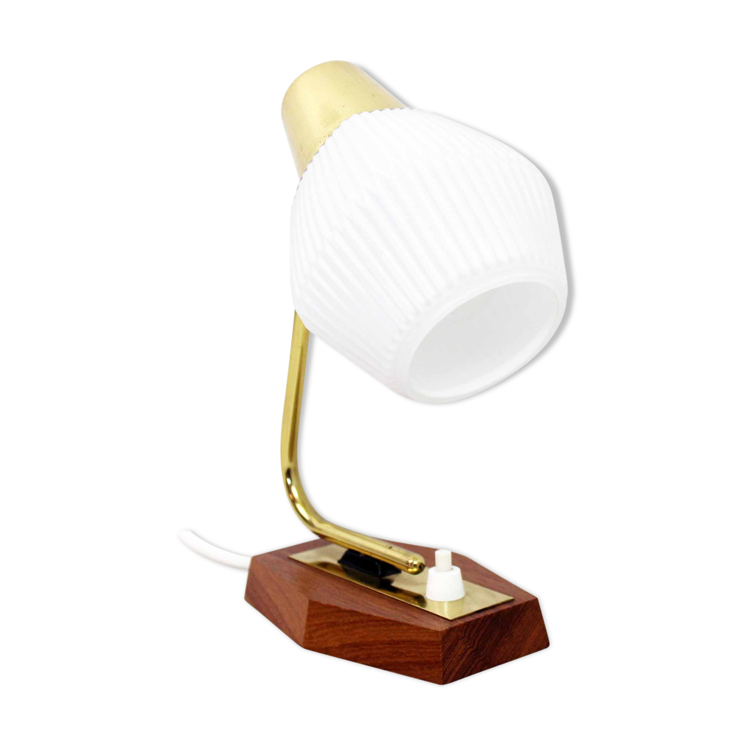 Teak and brass bedside or table lamp