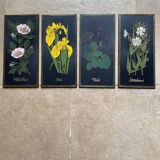 4 vintage flower plates